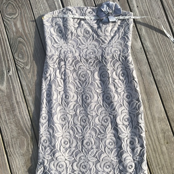 Suzi Chin Maggy Boutique lovely lace strapless dress 10-12 - Picture 8 of 11